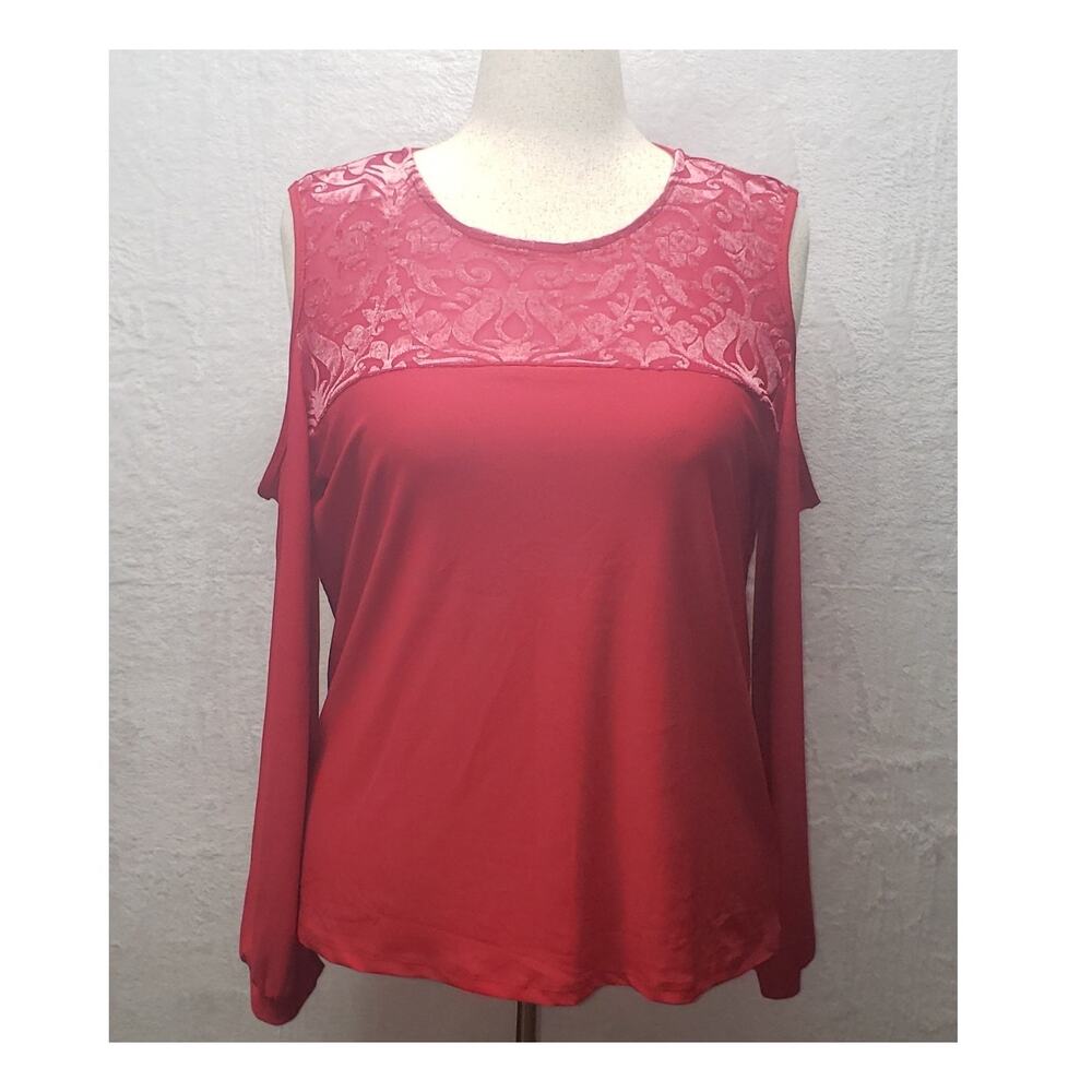 Alison Andrews Red Velvet Burnout Top XL NWT Holiday Party Whimsigoth Y2K